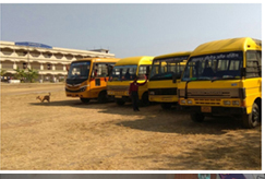 An image consisting of three yellow buses