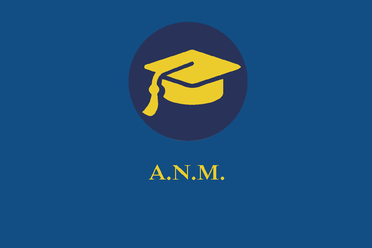 An image containing a graduation ceremony cap with text stating 'ANM' below.