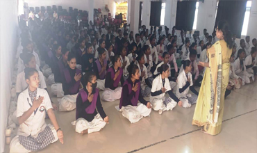Students participating in a event being held in Mahatma Gandhi Institute Of Nursing.
